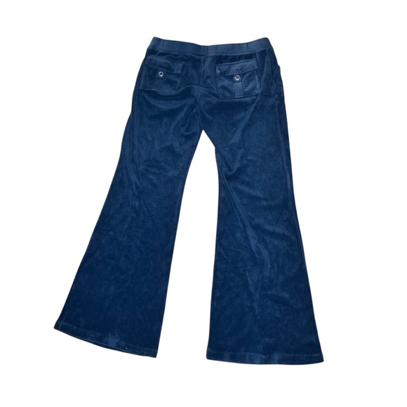 Juicy Couture Flare Pants Navy Blue Y2K Vintage Terry Cloth Size Medium - Picture 4 of 4